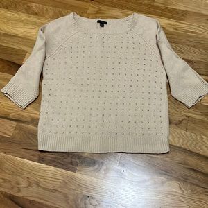 Good condition (used) Ann Taylor tan gold studded 3 quarter sleeve sweater
